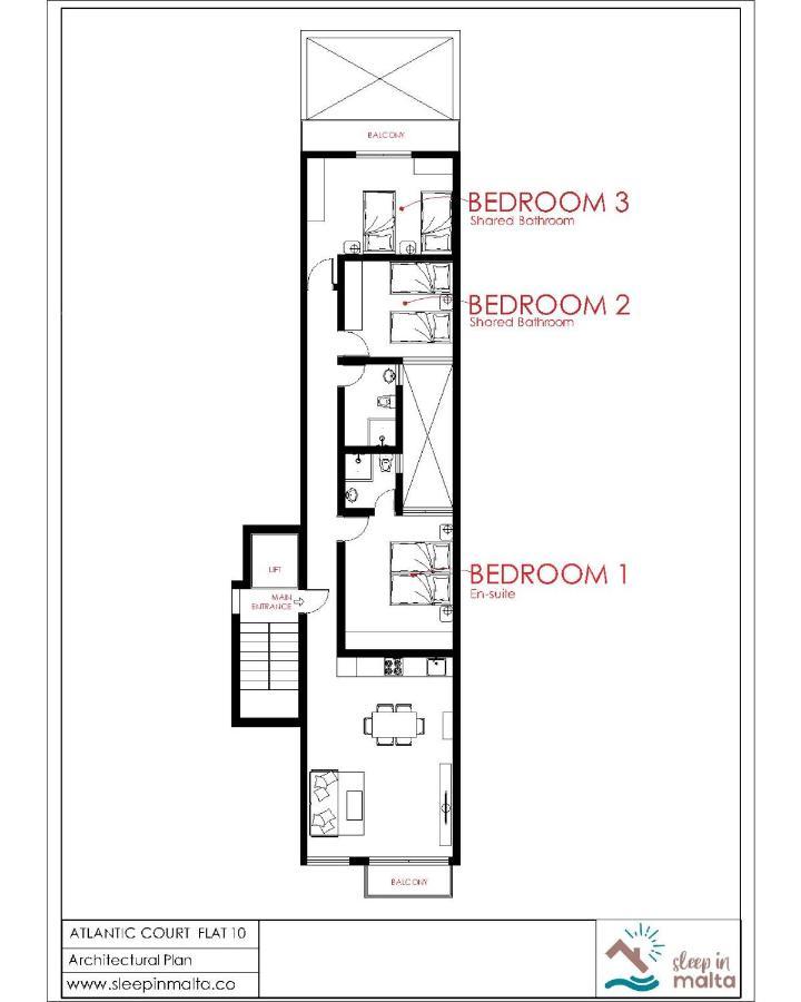 F10 Room 1, Private Double Room With Private Bathroom In Shared Flat Msida Buitenkant foto